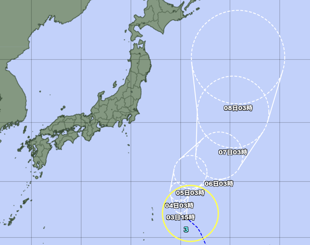 태풍 3호 문 일본 기상청 발표 경로 일본 기상청